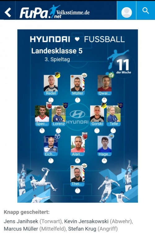 Jasem Qwaider in der Elf der Woche