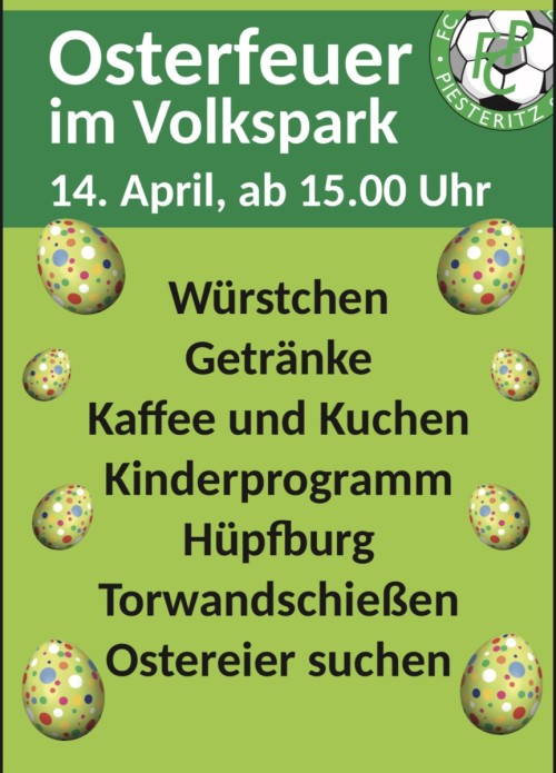 Osterfeuer im VP zum Verbandsligaspiel