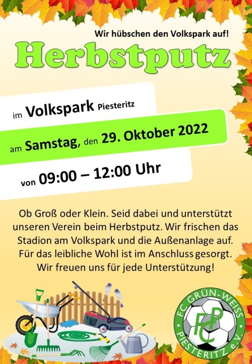 Aufruf zum Herbstputz im Volkspark am 29. Oktober 2022