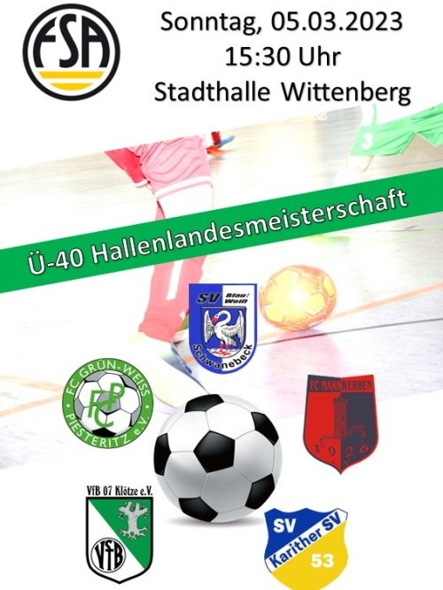 8. Ü40 Hallenlandesmeisterschaft in der Wittenberger Stadthalle